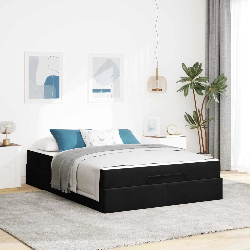 Struttura letto con materasso con materasso 2 pcs Nero Velluto