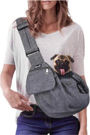 Porta Animali Senza Mano - Porta con Cinturone di Sicurezza per Gatti e Cuccioli Adattabile e Comodo (Grigio)