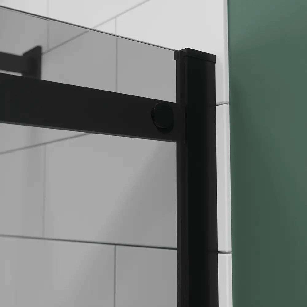 Box doccia 90x140 cm scorrevole vetro 8mm fumé profili nero opaco h195cm | Creta