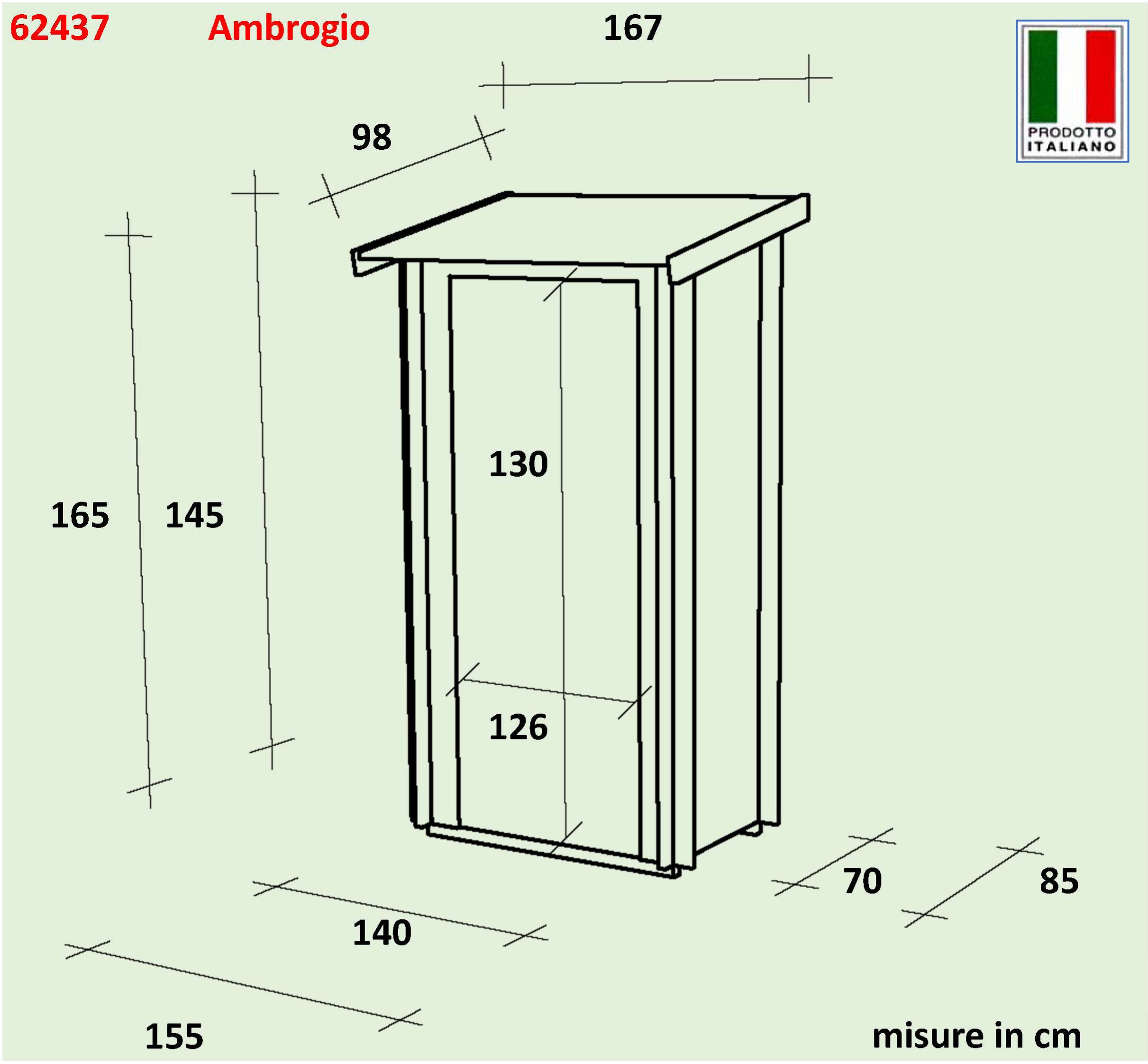 Casetta Bh16 Ambrogio Addossata 155X85 Cm Pdc Pefc