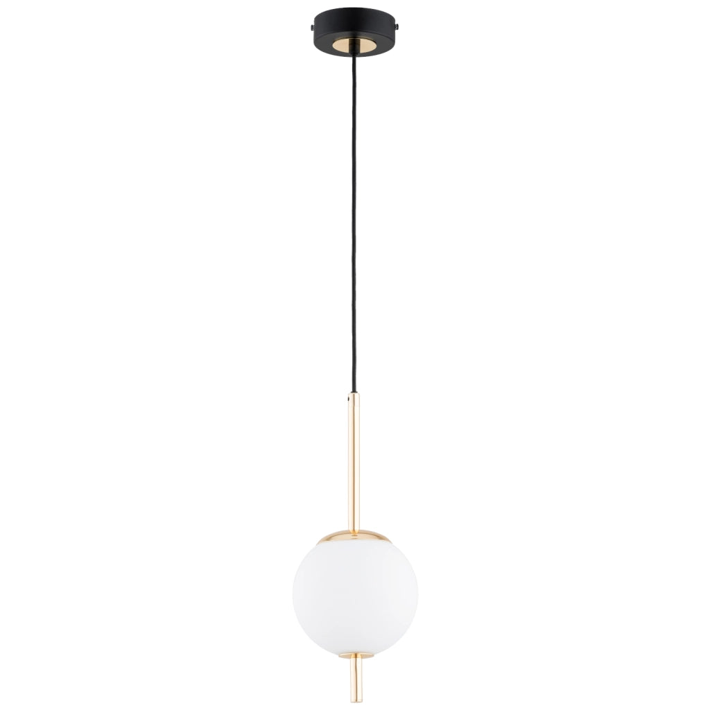Lampada a sospensione minimal nero oro sfera E14 Diora Alfa