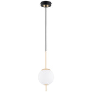 Lampada a sospensione minimal nero oro sfera E14 Diora Alfa