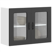 Pensile da Cucina con Porta in Vetro Kalmar Nero Truciolato 853608