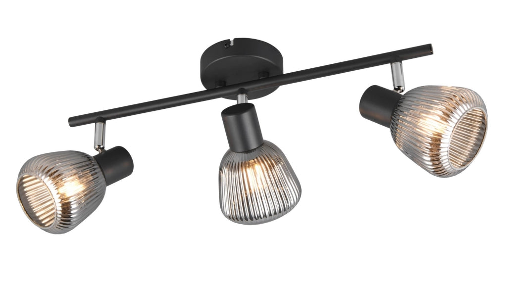 Plafoniera retro nera vetro TARIFA Trio 3 luci E14