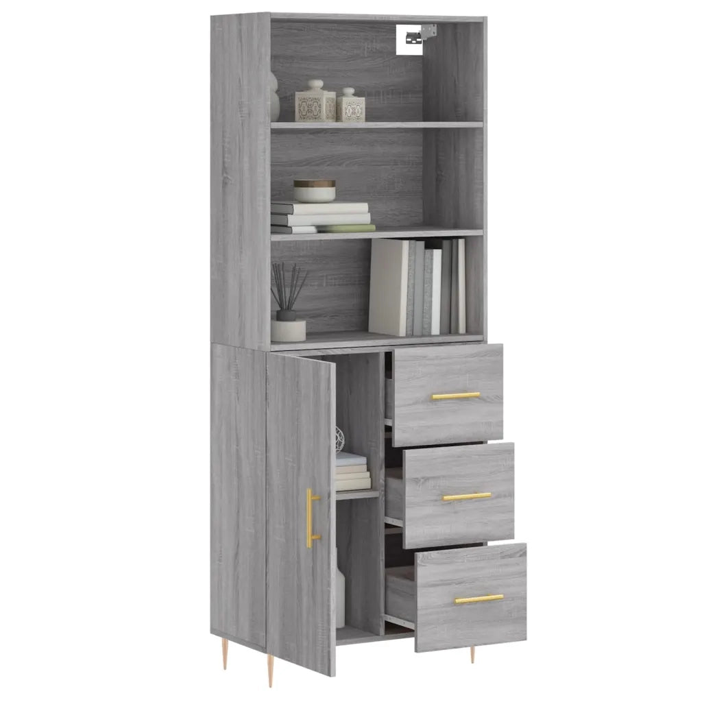Credenza Grigio Sonoma 69,5x34x180 cm in Legno Multistrato 3189435
