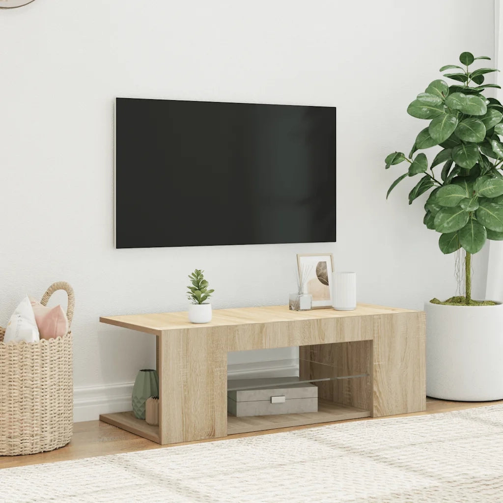 Mobile Porta TV con Luci LED Rovere Sonoma 90x39x30 cm 804241