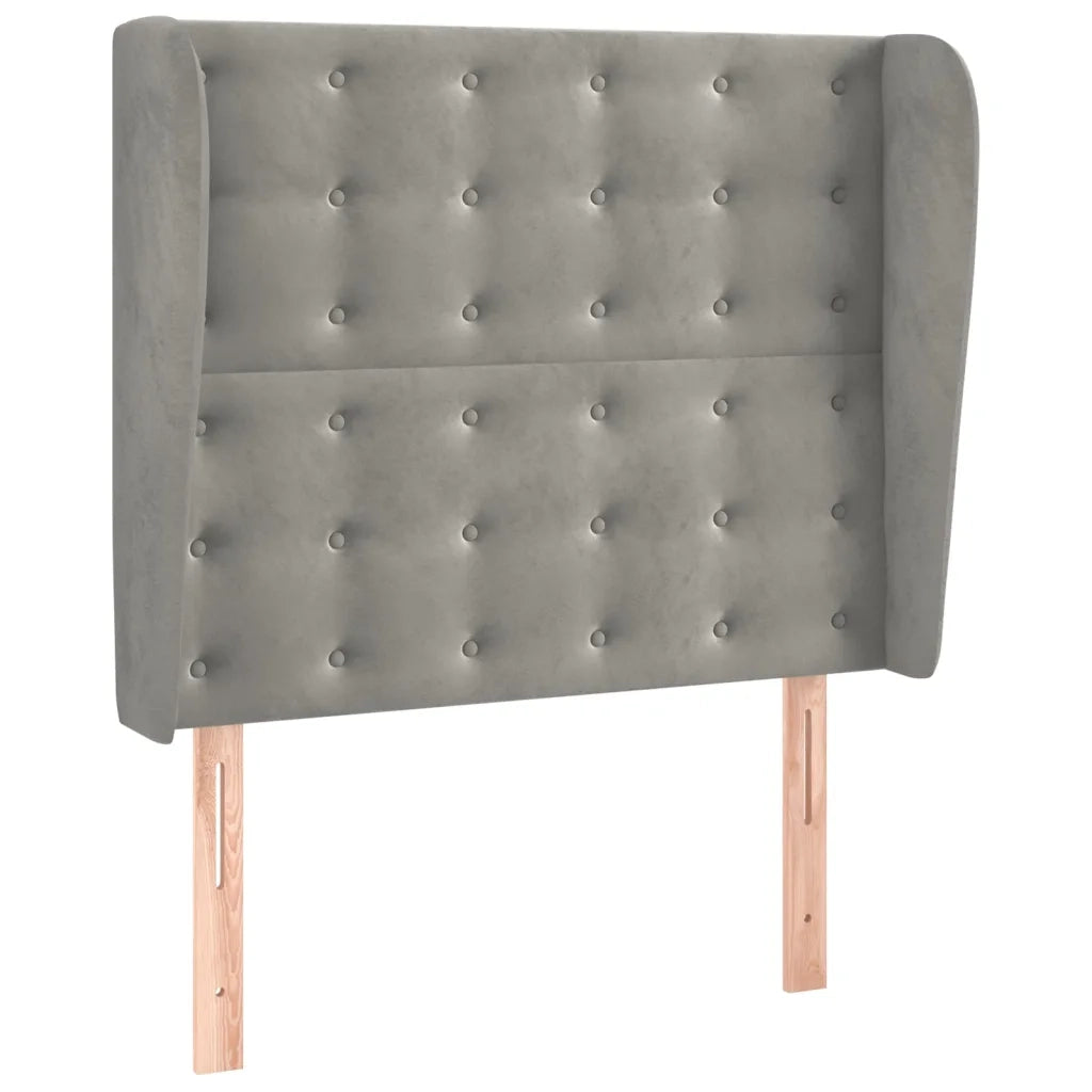 Testiera ad Orecchio-Testata con Orecchie Grigio Chiaro 103x23x118/128 cm in Velluto 904371