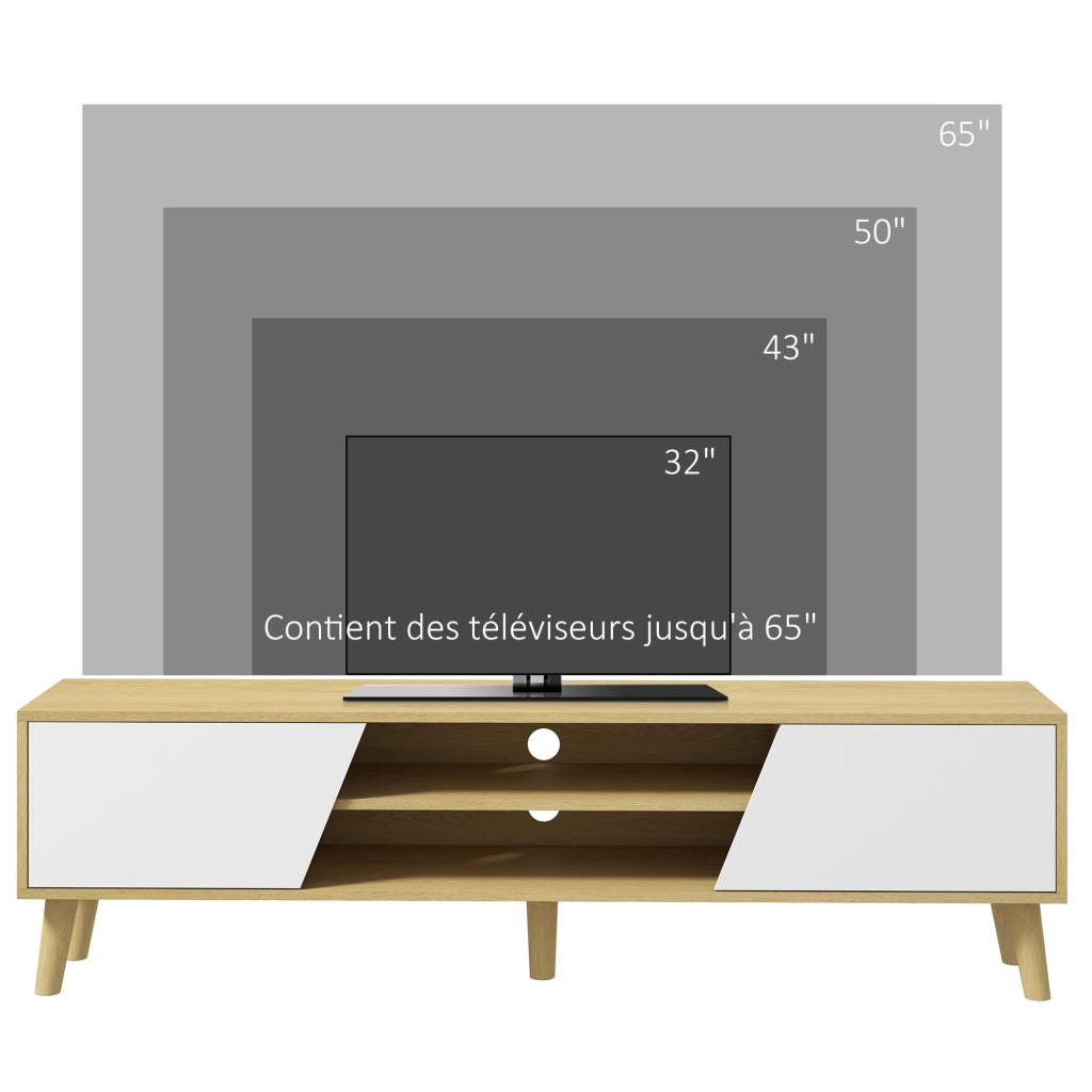 Mobile TV per televisori fino a 65 pollici design scandinavo 2 ante 2 nicchie con passacavi ¨C zephmum ¨C 150x30x42 cm