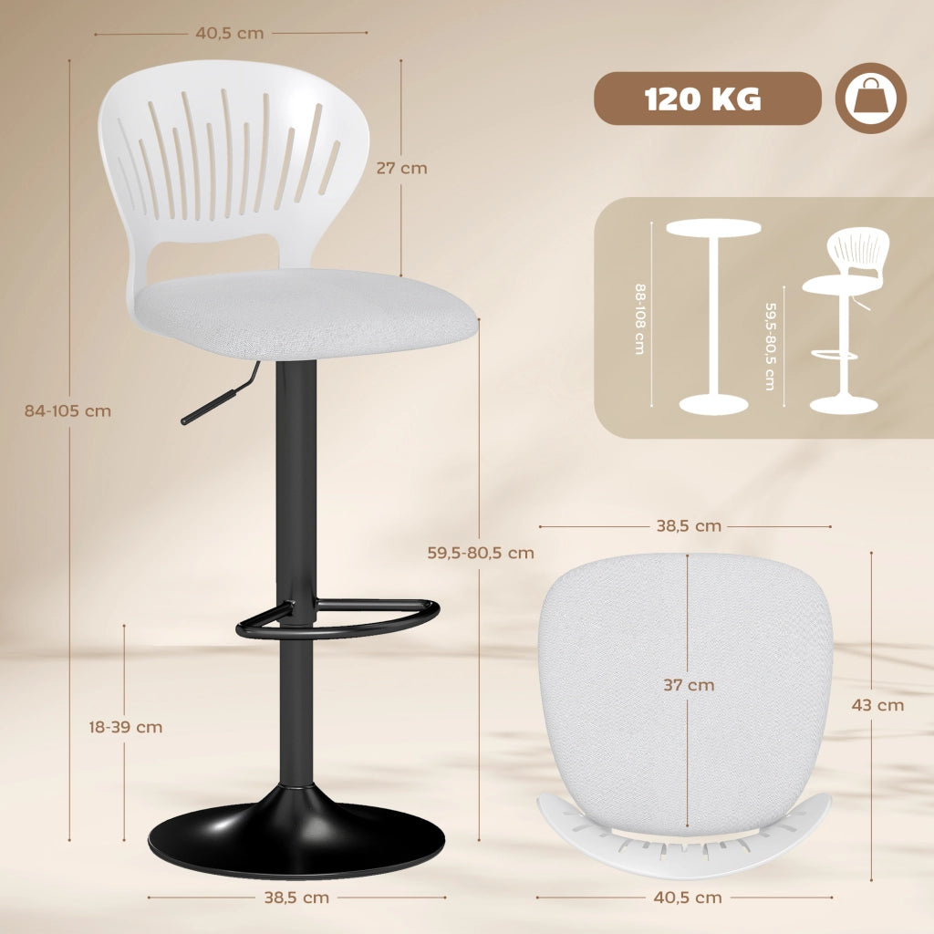 Set di 2 sgabelli da bar girevoli 360¡ã ¨C Minimal ¨C bianco, metallo, 84-105 cm