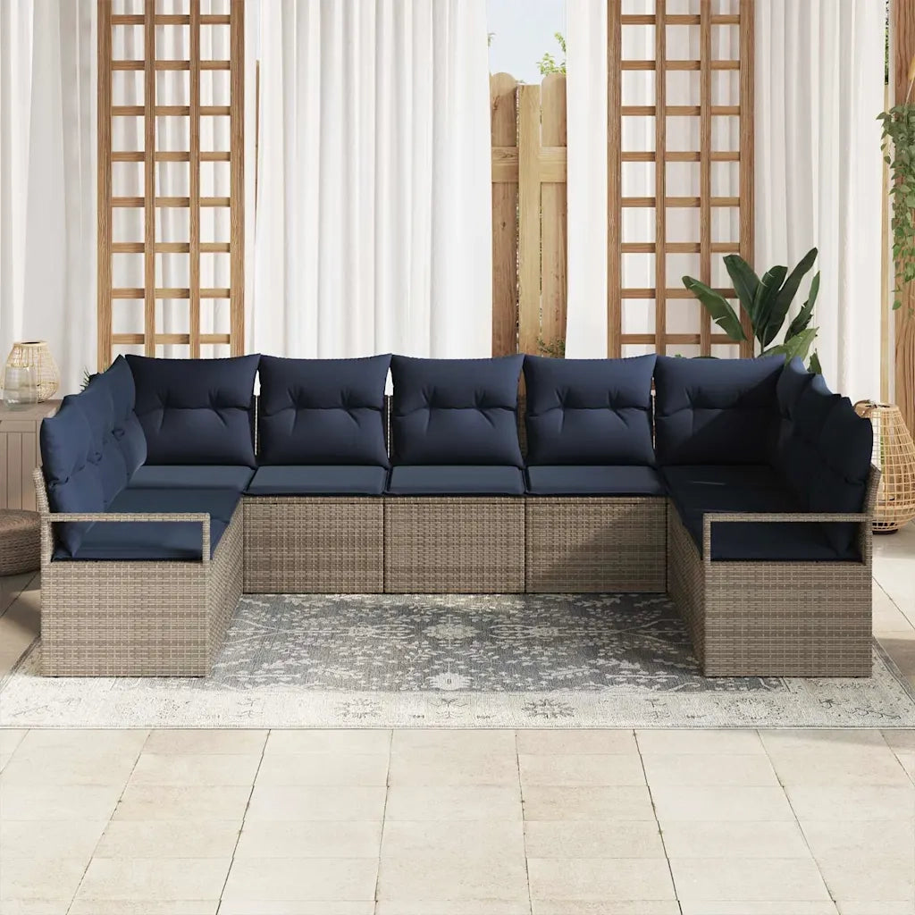 Set di divani con cuscino 7 pcs Grigio polyrattan 3346535