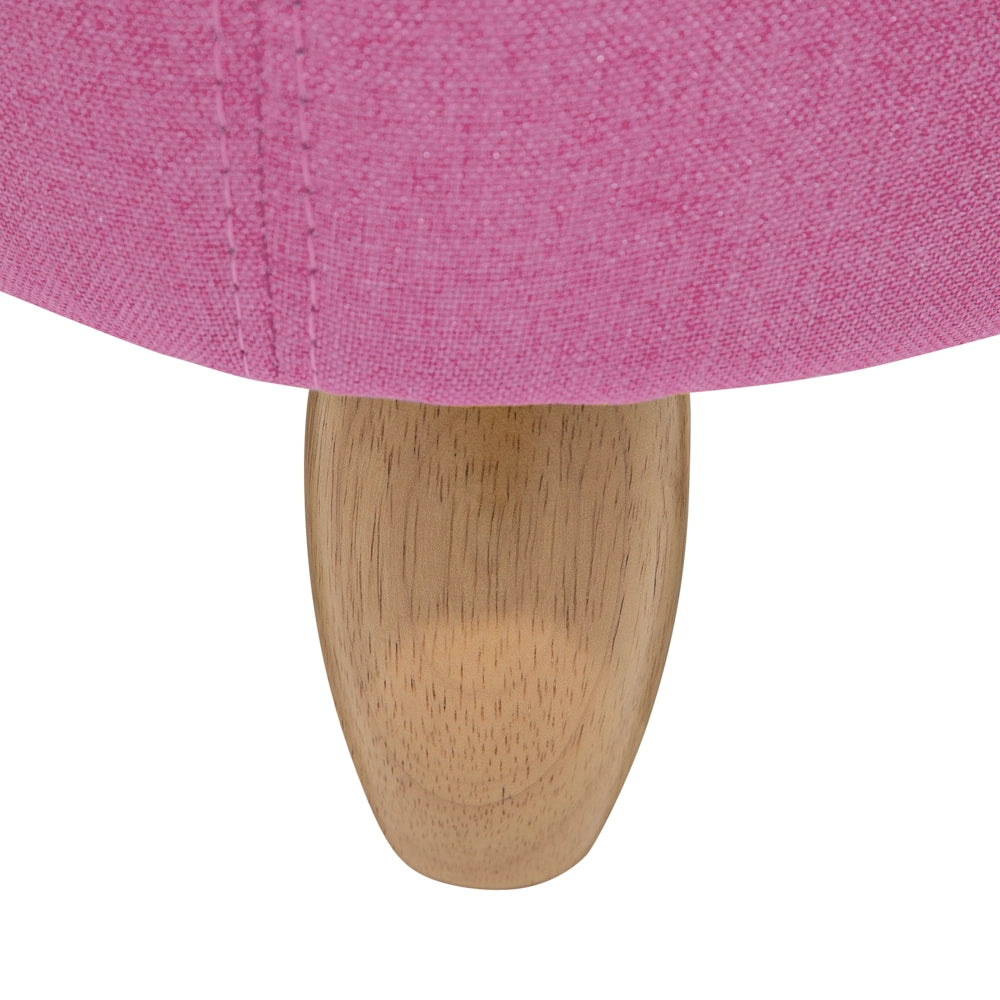 Sgabello per bambini Animale Maialino in tessuto rosa con gambe in legno Poggiapiedi per cameretta