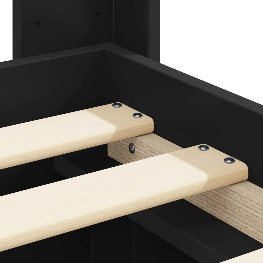Struttura del letto con stoccaggio e testata Nero 90 x 190 cm 3414420