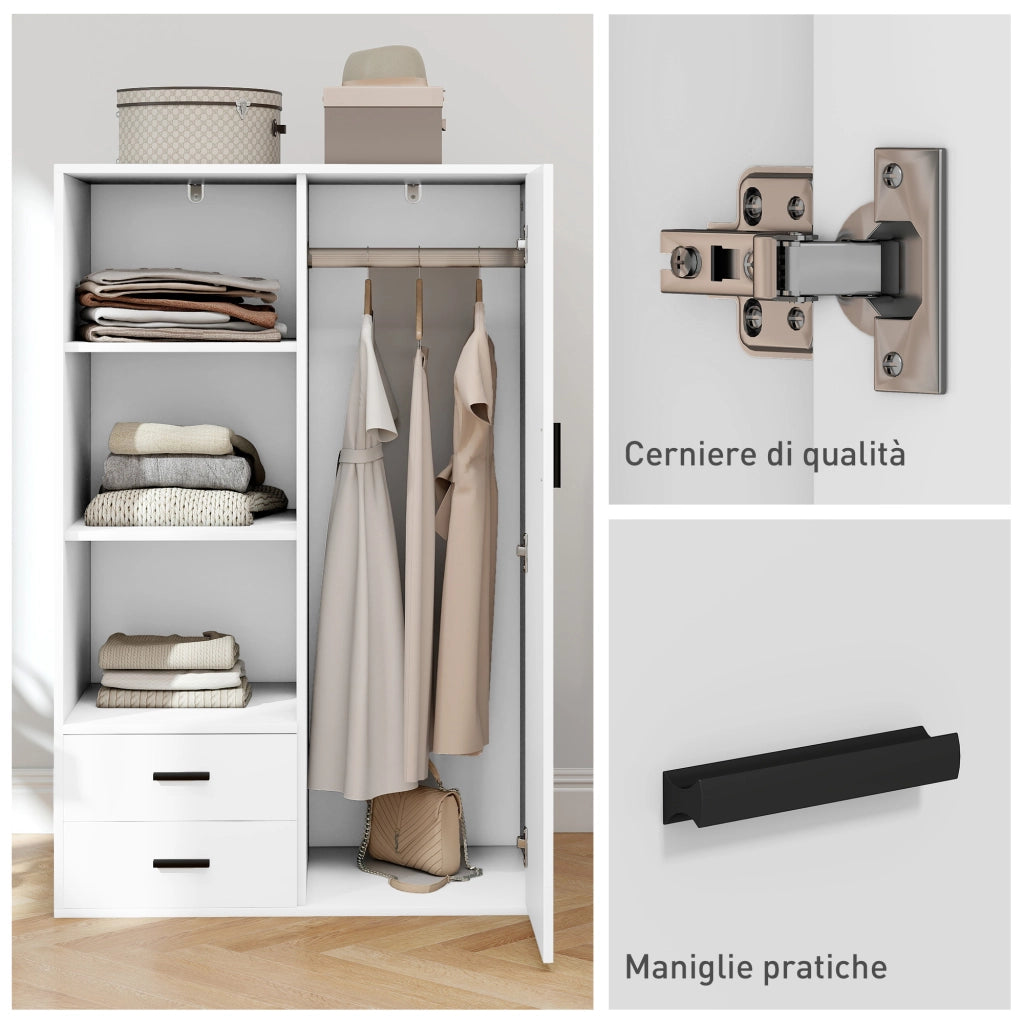 Armadio con Cassetti e Ripiani Aperti ¨C Minimal ¨C Bianco 80x50x124 cm