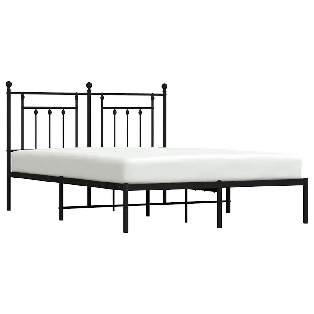 Giroletto con Testiera-Struttura Letto con testiera in Metallo Nero 140x190 cm 824182