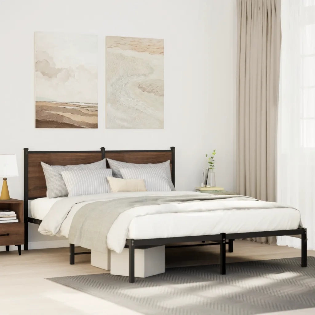 Giroletto senza Materasso-Struttura Letto in Metallo Rovere Marrone 140x200 cm 683811