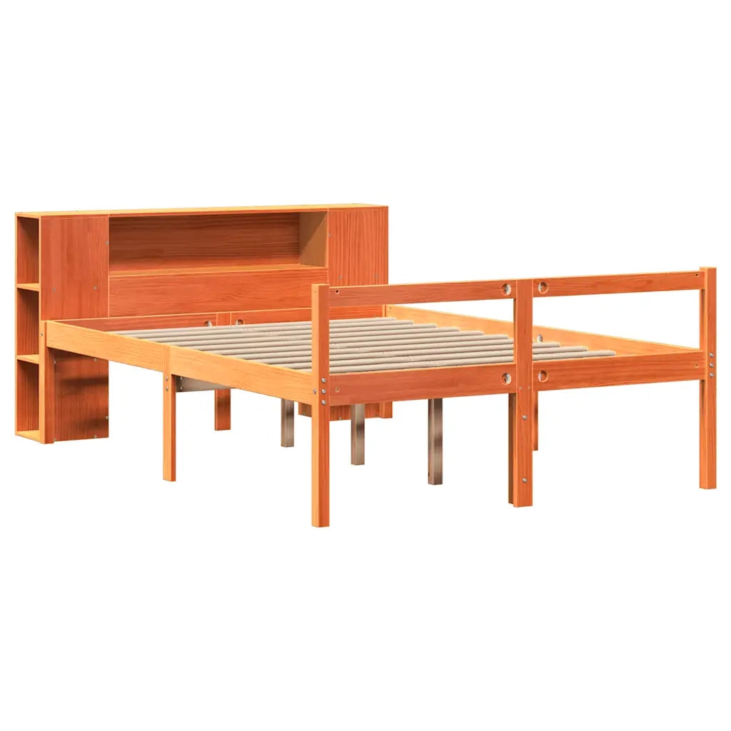 Letto Libreria senza Materasso Marrone Cera 150x200 cm Legno 3321984