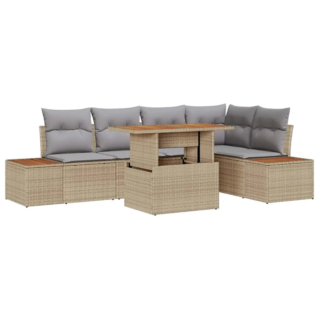 Set da Pranzo per Giardino con cuscino 6 pcs Beige e grigio 3350072