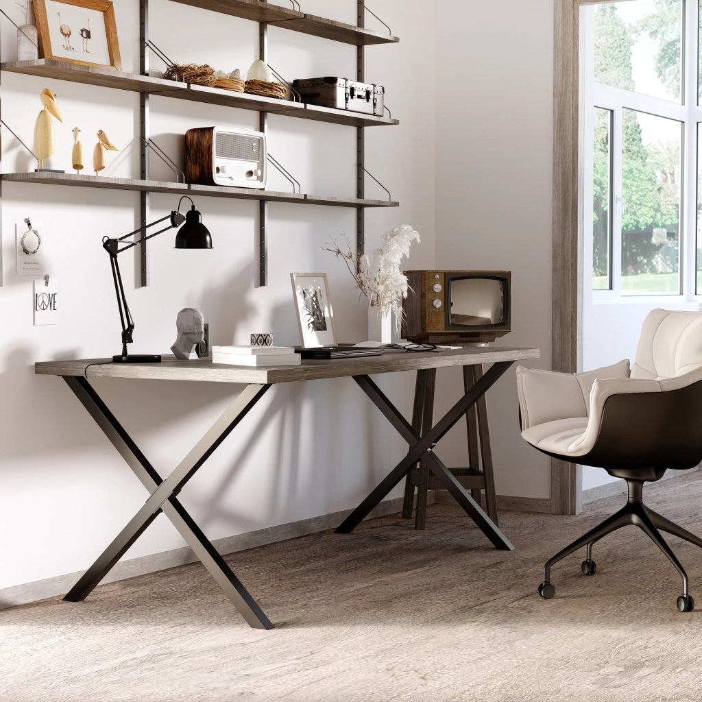 Gambe per Tavolo a X ¨C Xylo ¨C Acciaio Nero 80x72 cm Stile Industriale