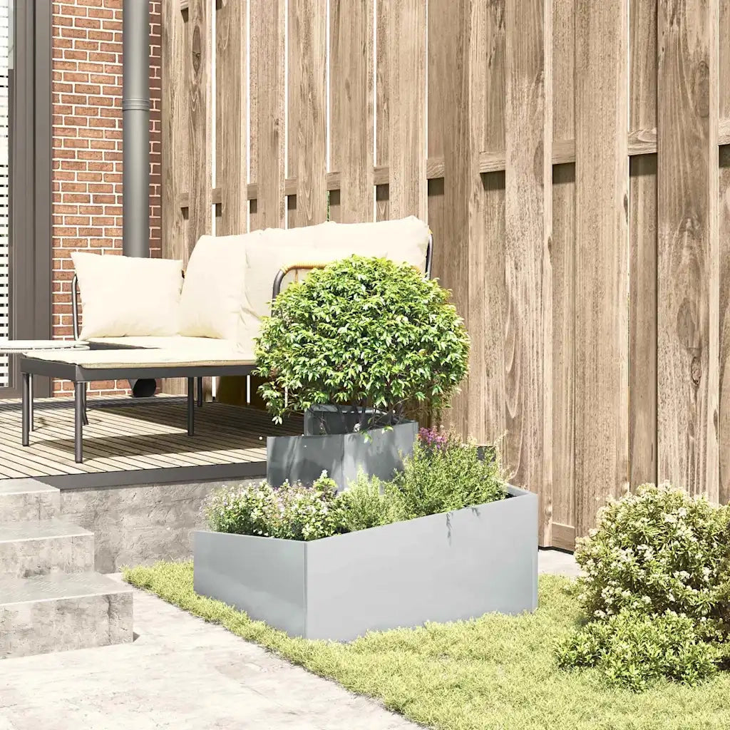 Fioriere | Cassetta per fiori | Vaso da giardino Argento 60 x 60 x 50 cm Acciaio zincato