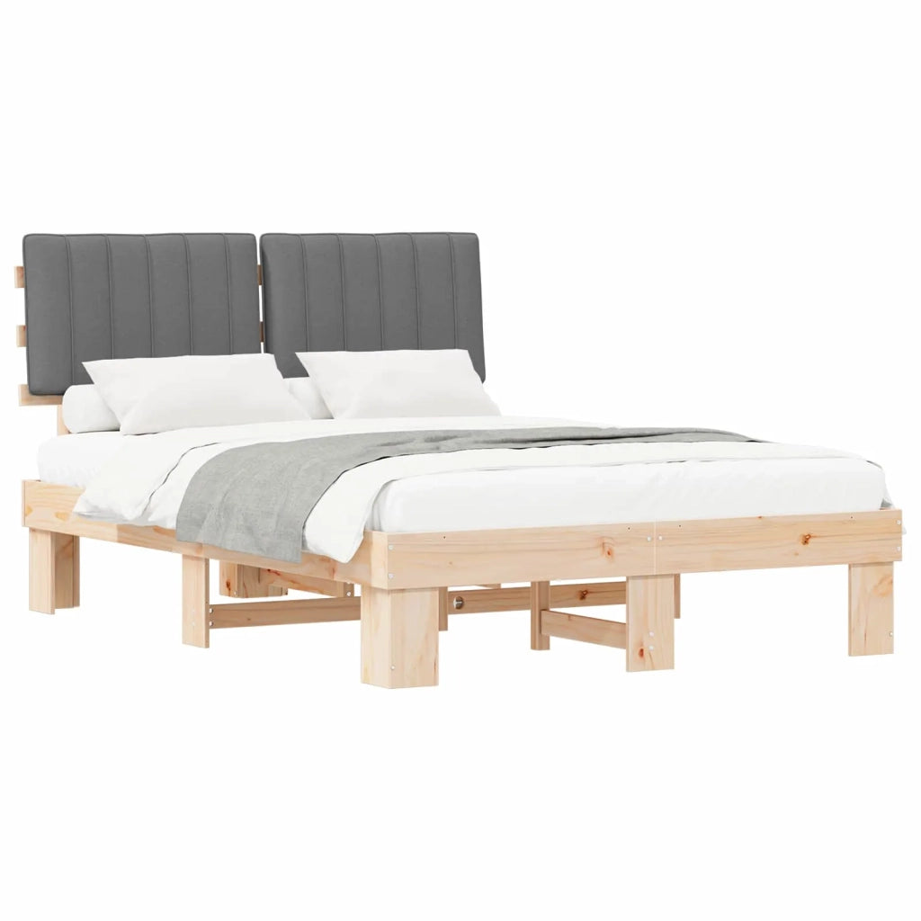 Letto matrimoniale | Letto per adulti | Letto con Testiera Rivestita Grigio chiaro 135 x 190 cm
