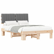 Letto matrimoniale | Letto per adulti | Letto con Testiera Rivestita Grigio chiaro 135 x 190 cm