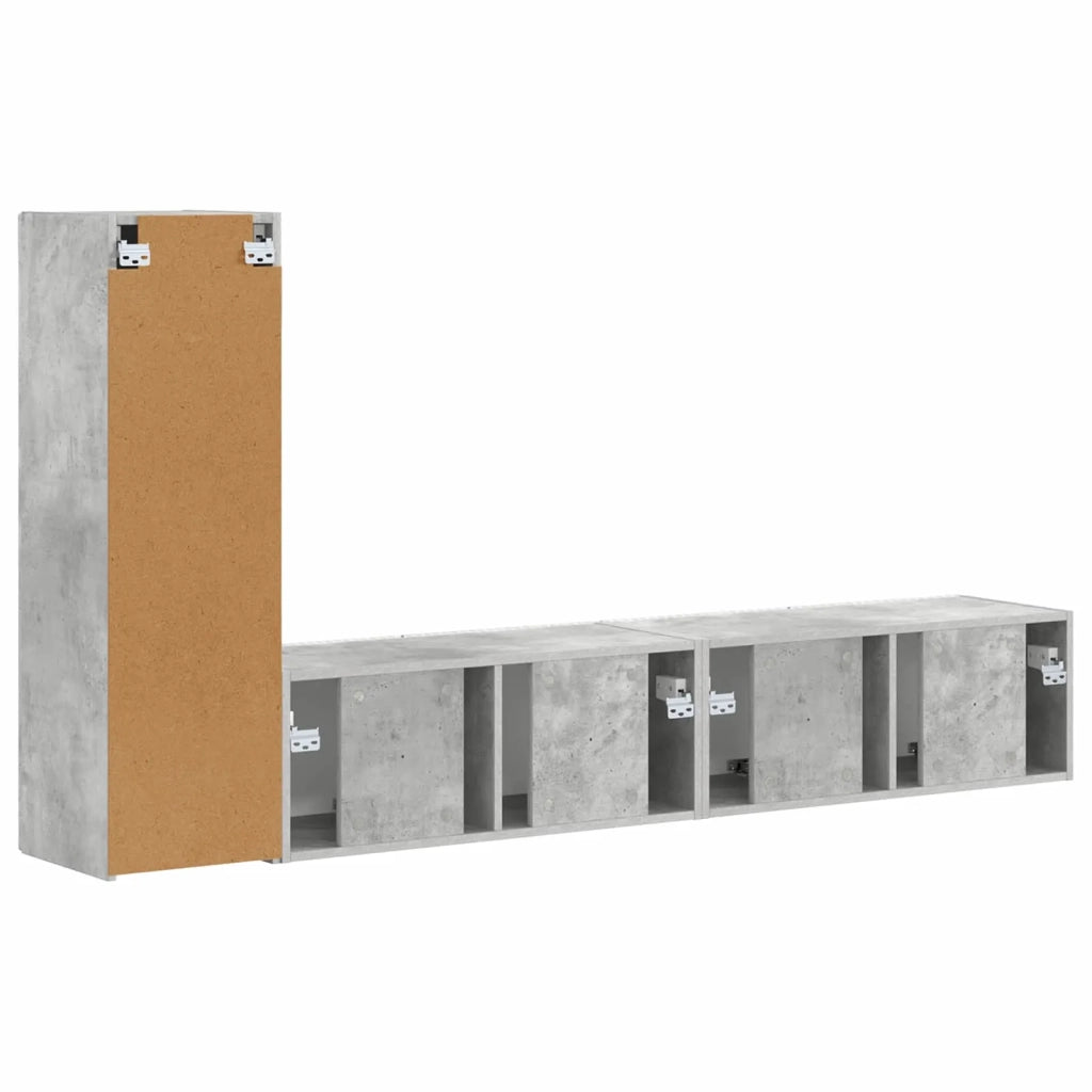 Set mobile TV 3 pz | Armadietto TV | Mobile Porta TV Grigio cemento Legno multistrato