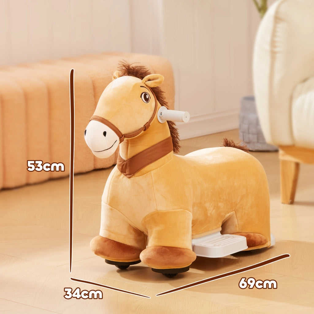 Cavallo Elettrico per Bambini 18-36 Mesi ¨C Xylo ¨C 6V con Musica Marrone 69x34x53cm