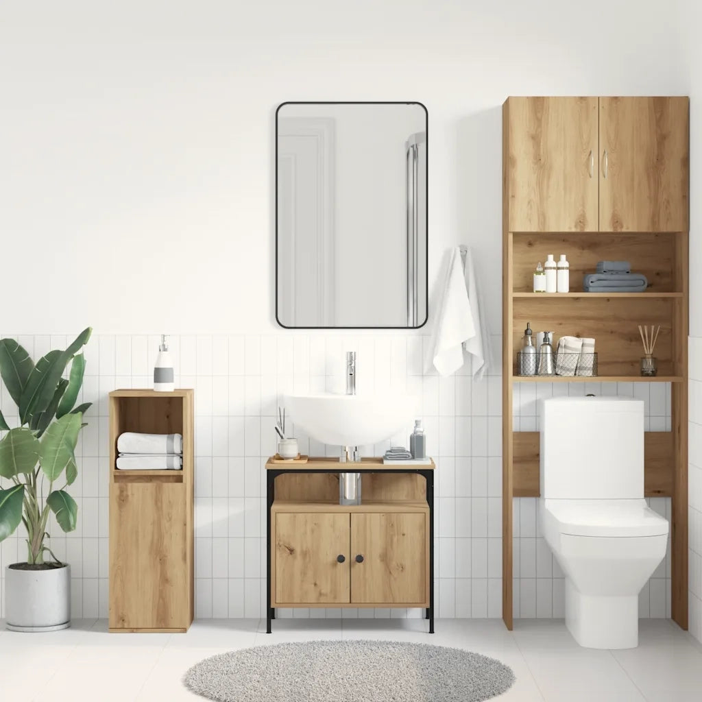 Mobile Lavabo Bagno-Armadietto da bagno Rovere Artigianale 60x30x60cm Truciolato