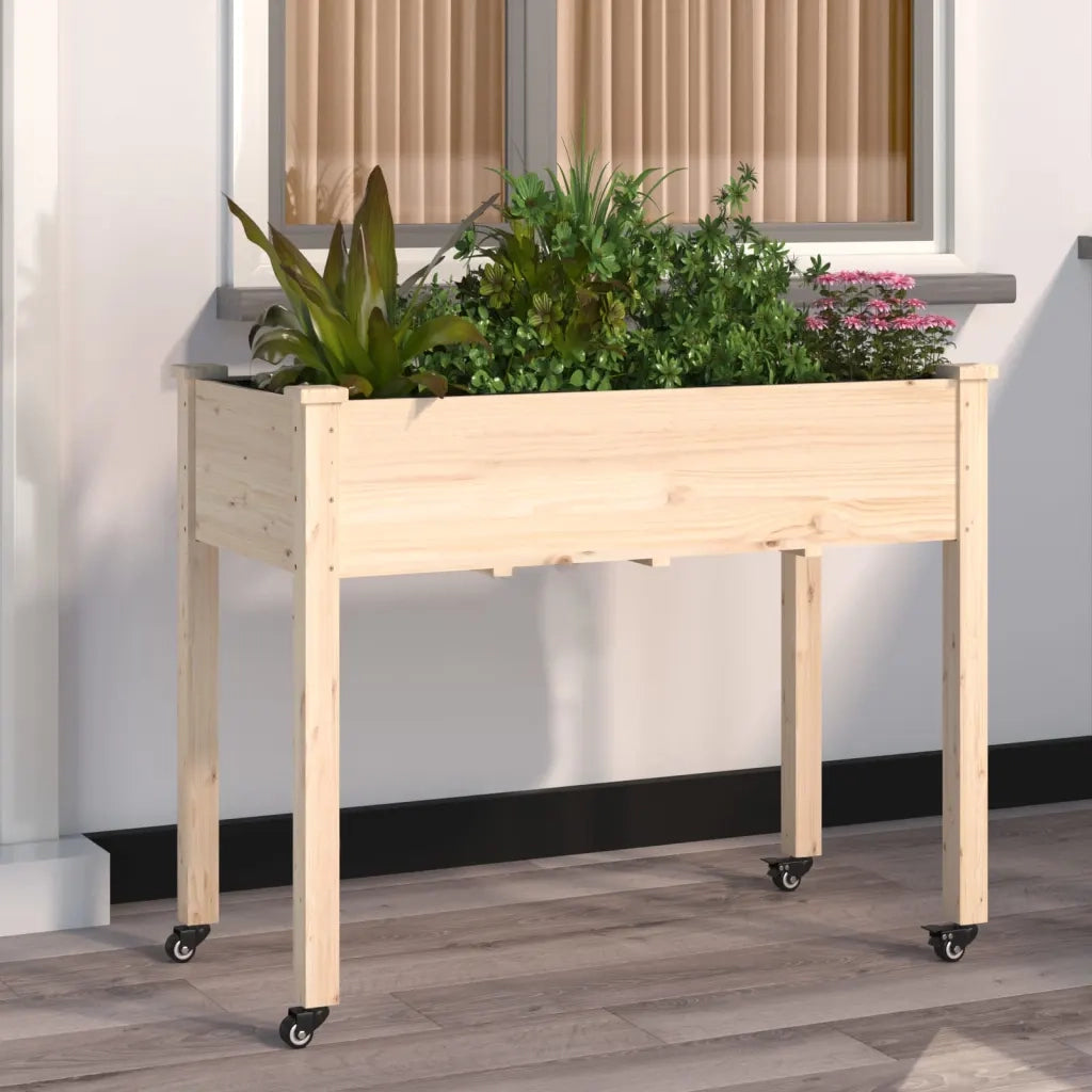 Fioriera con Ruote e Fodera 118x59x80cm Legno Massello di Abete 3157826