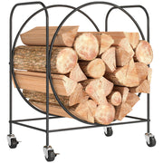 Portale legna con ruote ¨C Xylo ¨C metallo nero 51x30x60 cm per camino interno esterno