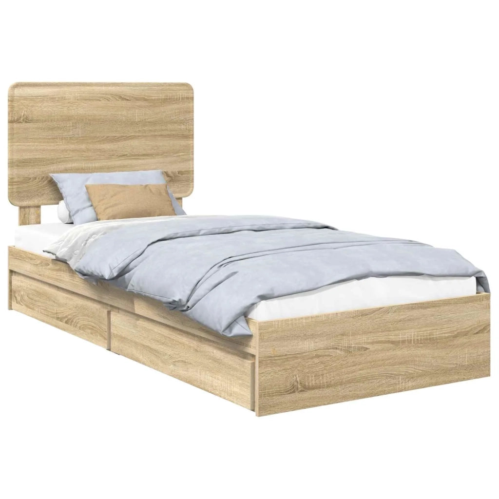 Letto con Contenitore con testiera-Struttura Letto con contenitore Rovere Sonoma 90 x 190 cm 928815