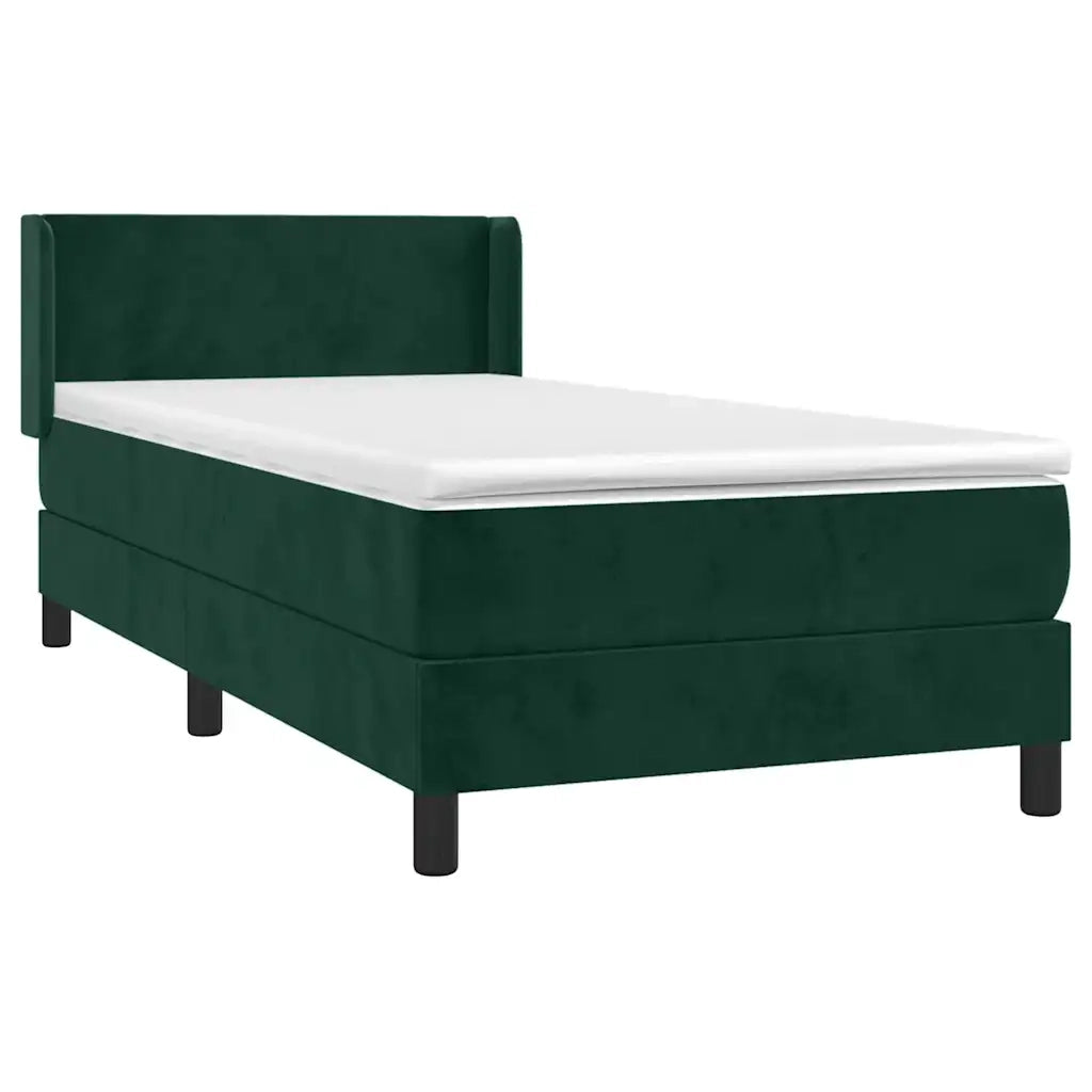 Giroletto a Molle con Materasso-Struttura Letto Verde Scuro 90x190 cm Velluto 599184