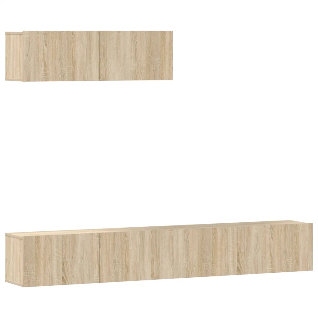 Set di Mobili Porta TV 3 pz Rovere Sonoma in Legno Multistrato