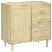 Buffet in rattan con ante e 4 cassetti ¨C Zephmum ¨C Effetto legno naturale 80x38x80.5 cm