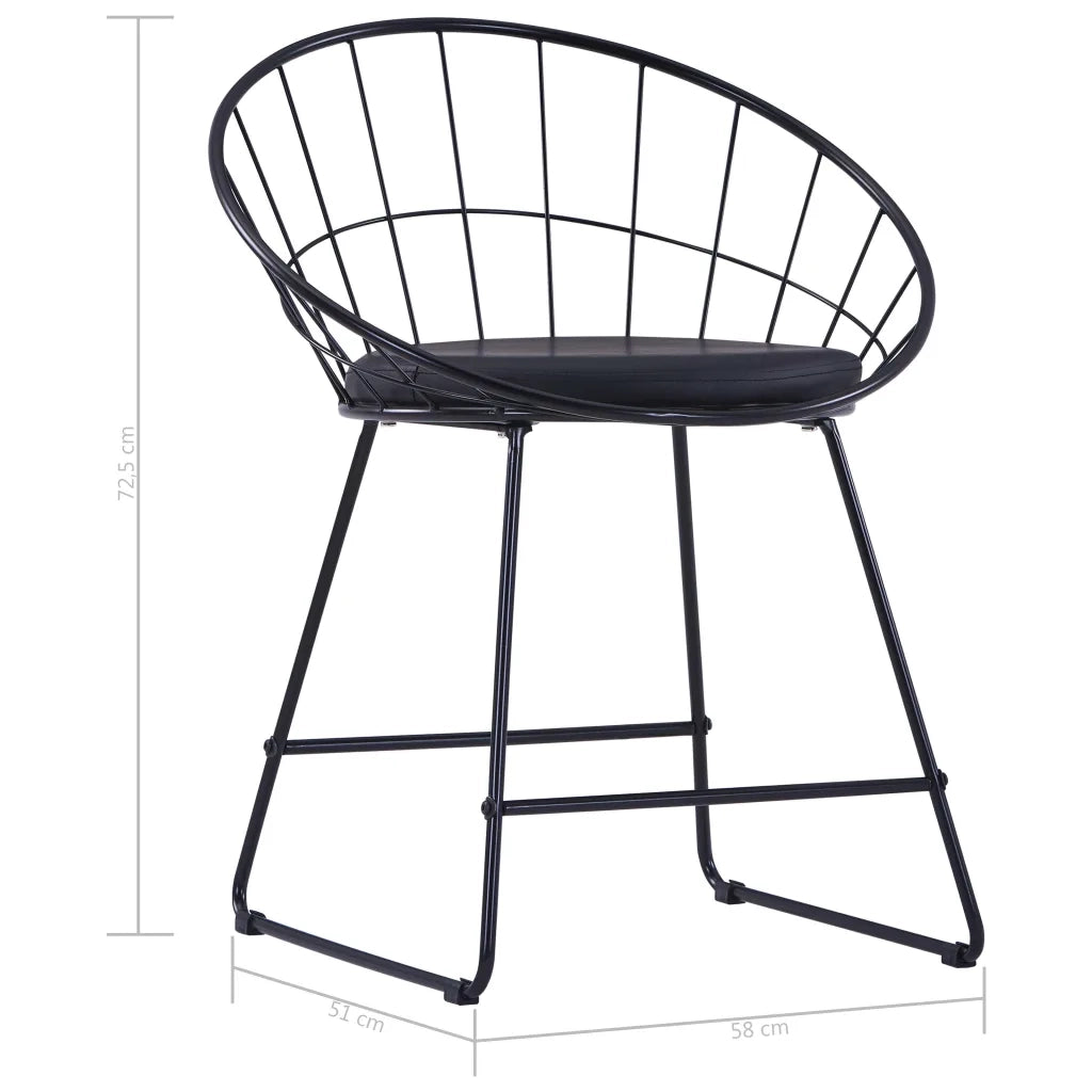 Sedie da Pranzo con Seduta in Similpelle 6 pz Nere in Acciaio 276236
