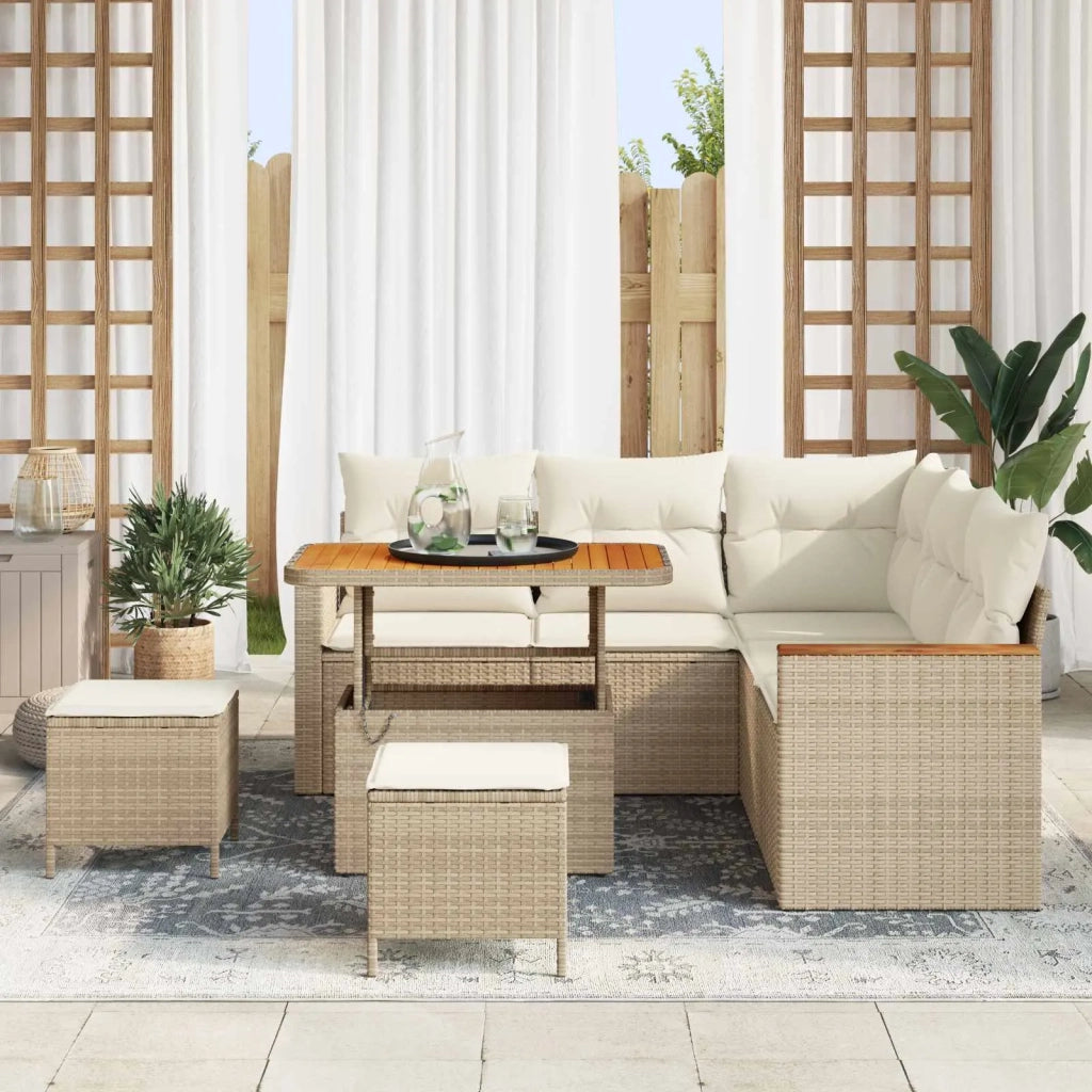 Set Divano da Giardino 8 pcs Beige polyrattan 3362916