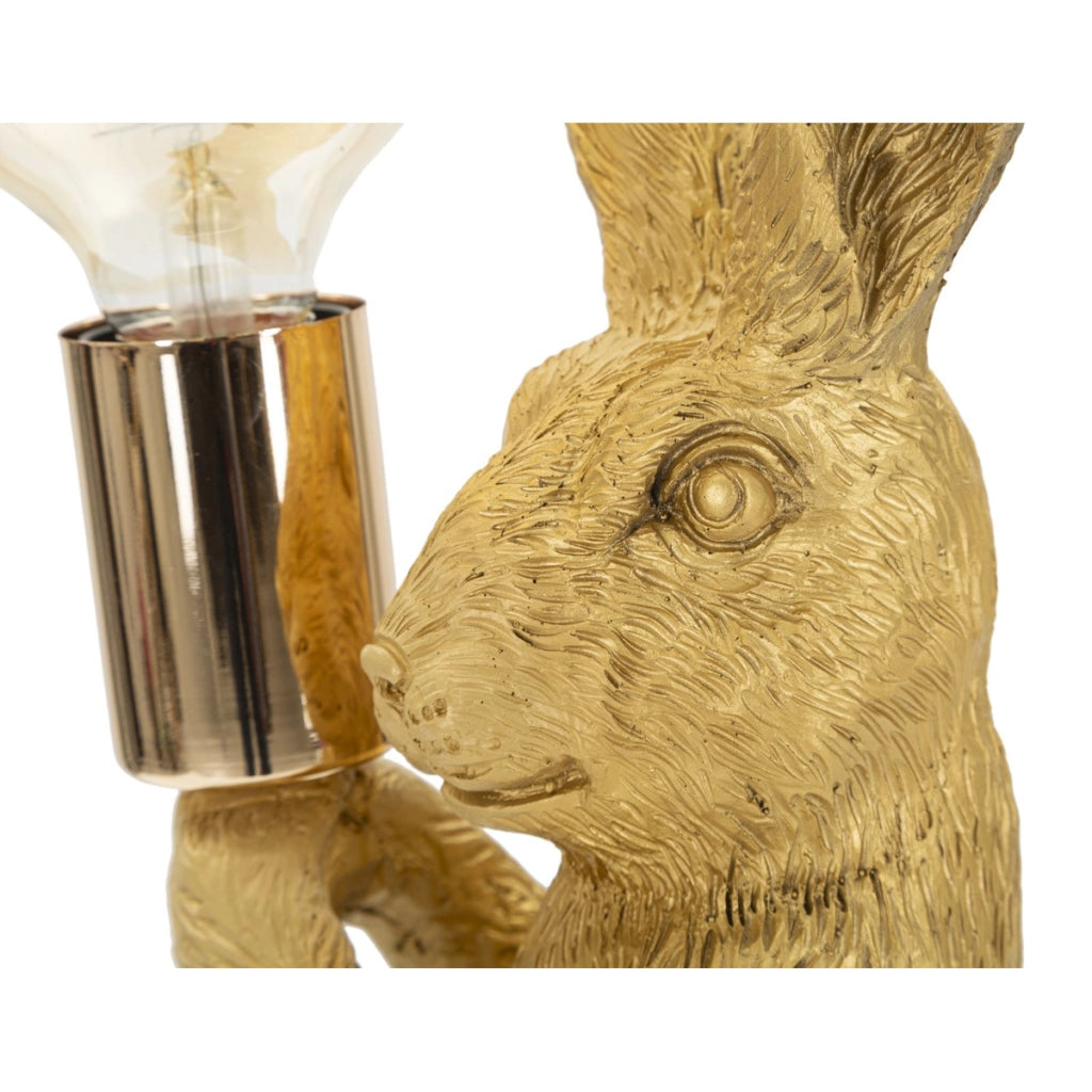 Lampada da tavolo Rabbit in resina dorata con lampadina Edison
