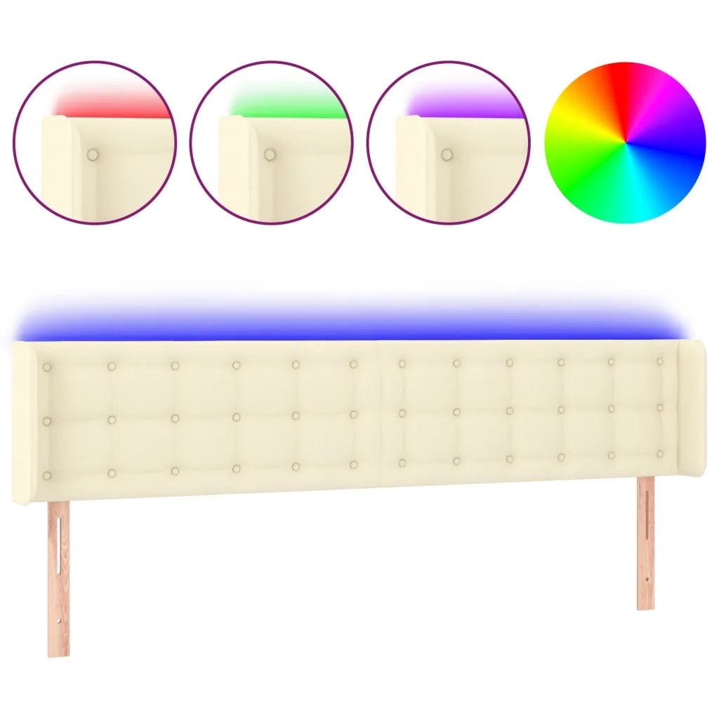Testiera a LED Crema 203x16x78/88 cm in Similpelle 3123346