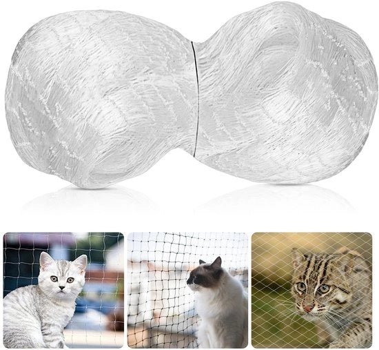 Rete per balcone trasparente in nylon - 3 x 10 m - Senza fori - Robusto - Buona ventilazione - 2,5 cm di distanza tra le maglie