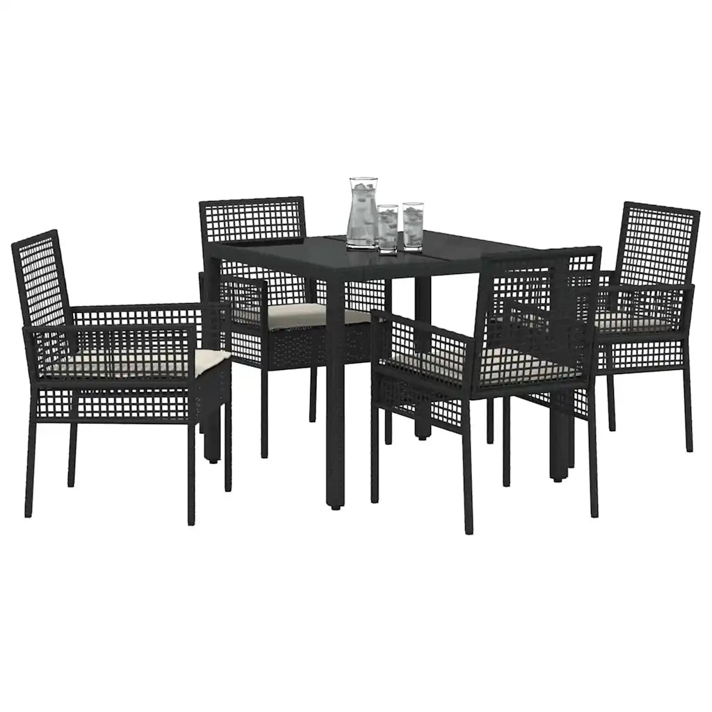 Set da Pranzo per Giardino 5 pcs Nero polyrattan 3334856