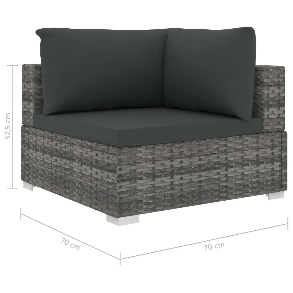 Set Divani da Giardino 5 pz con Cuscini in Polyrattan Grigio 46783