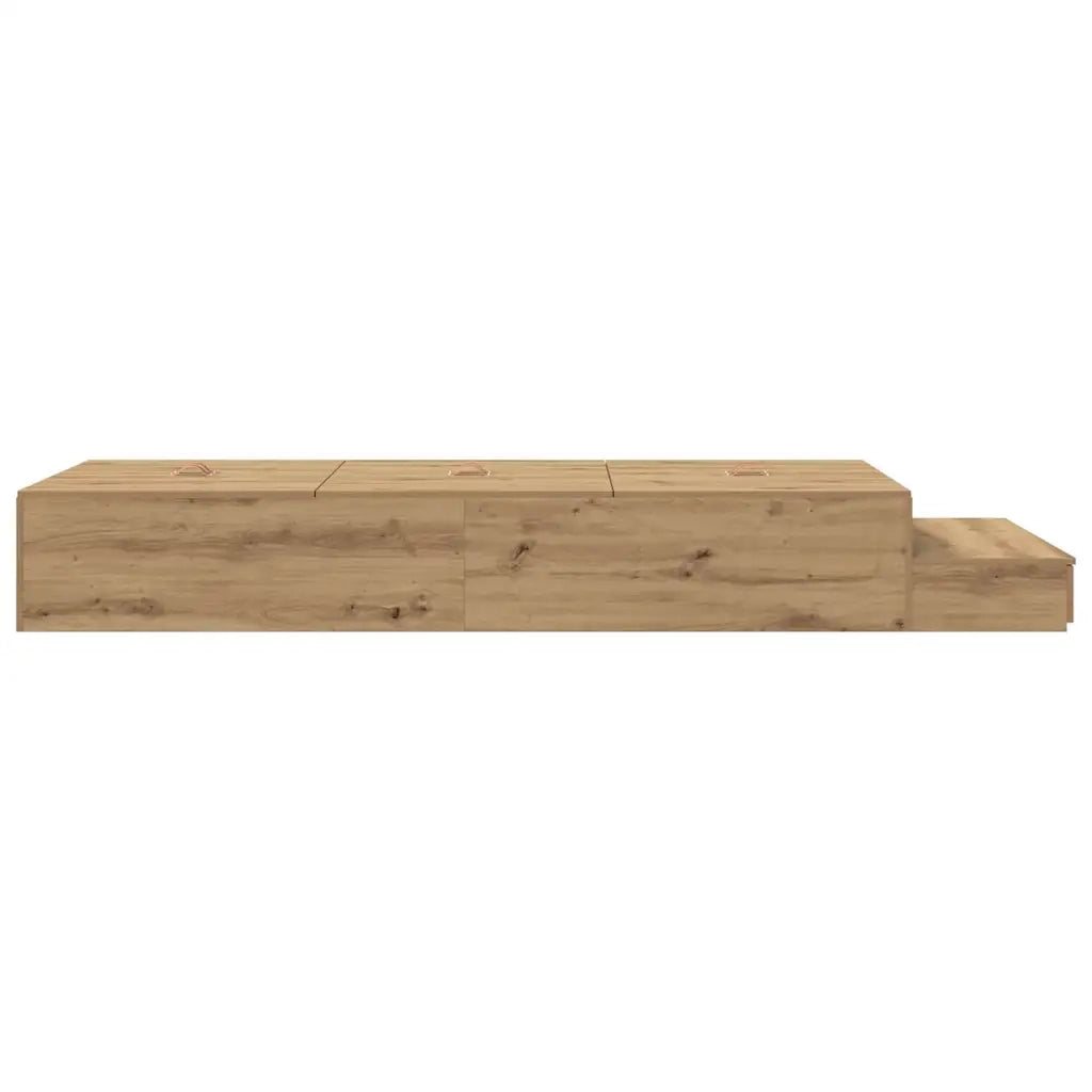 Struttura letto con contenitore-Giroletto con contenitore Rovere artigianale 100 cm