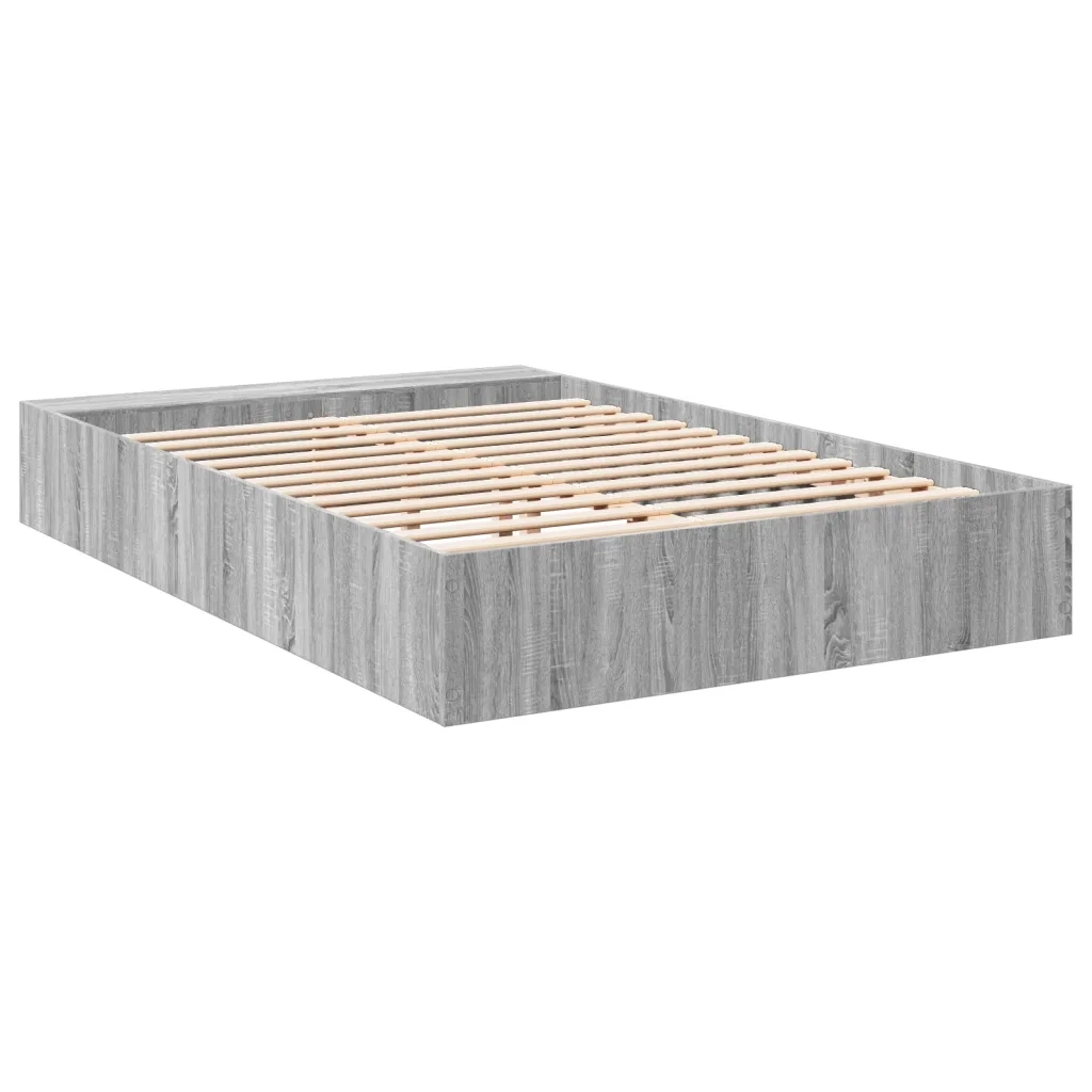 Letto matrimoniale | Letto per adulti | Giroletto Grigio Sonoma 140x200 cm in Legno Multistrato