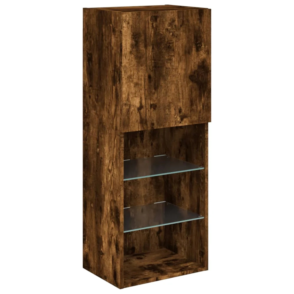 Mobile TV multimediale scaffale TV credenza mobile TV sala da pranzo soggiorno camera da letto con illuminazione a LED 5 pezzi rovere affumicato legno ingegnerizzato marrone 02_0029405