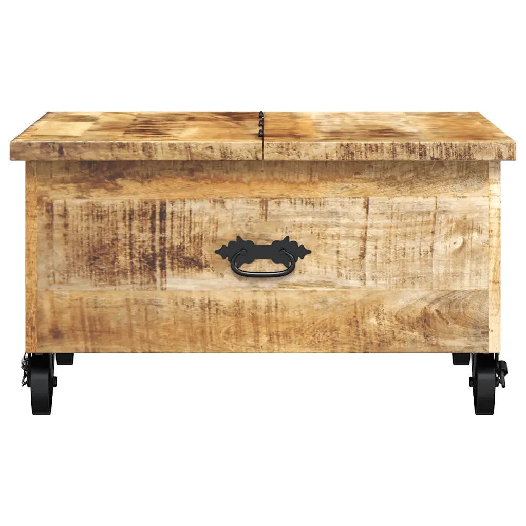 Tavolino da Salotto-Tavolino da soggiorno-Tavolo in Legno di Mango Grezzo 70x70x40 cm