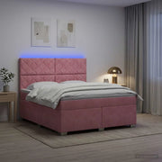 Letto box spring con materasso Rosa 140 x 200 cm Velluto 3455131