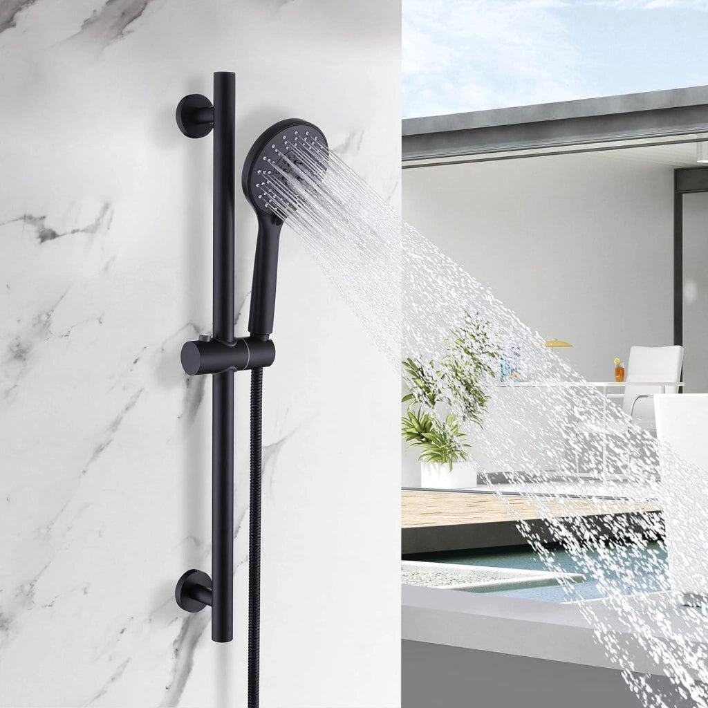 Asta Saliscendi da Bagno con Doccetta a 3 Funzioni Colore Nero con Tubo 150 cm