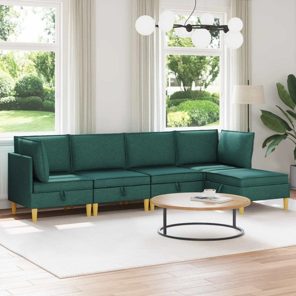 Set di mobili per il soggiorno 5 pcs Verde Scuro Tessuto 3413701