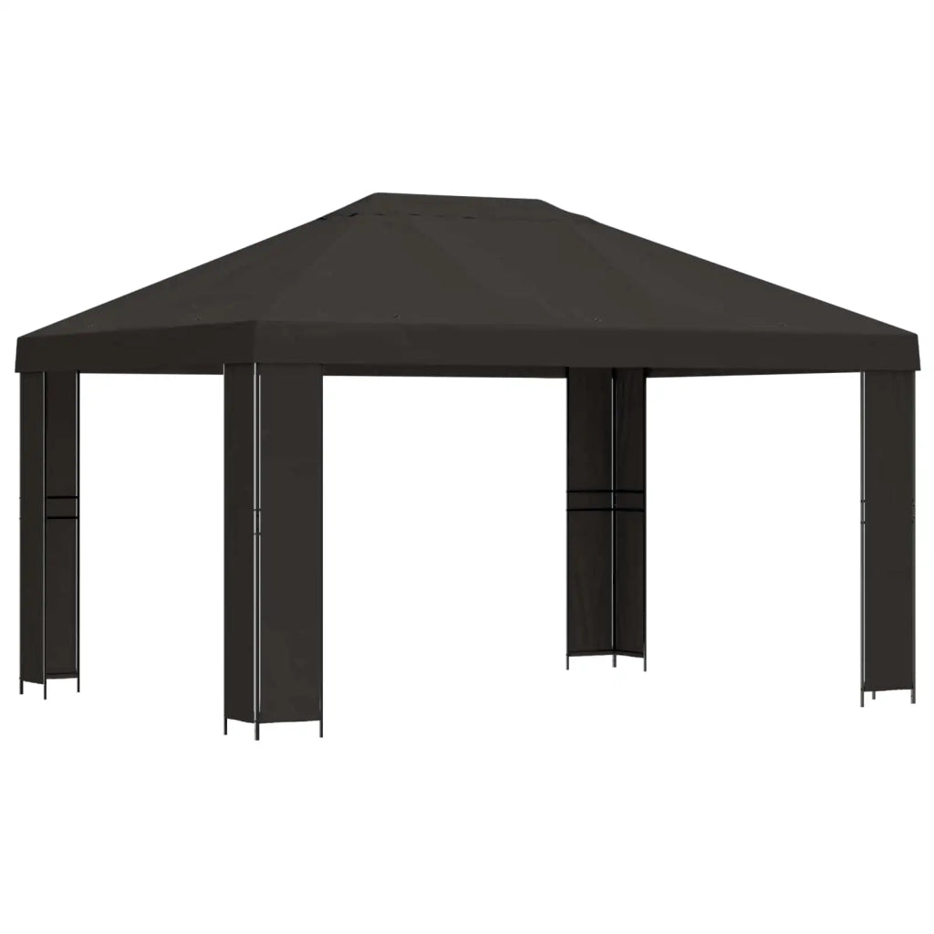 Gazebo | Pergolato 4 ¡Á 3 m Antracite Poliestere e Acciaio 190 gsm