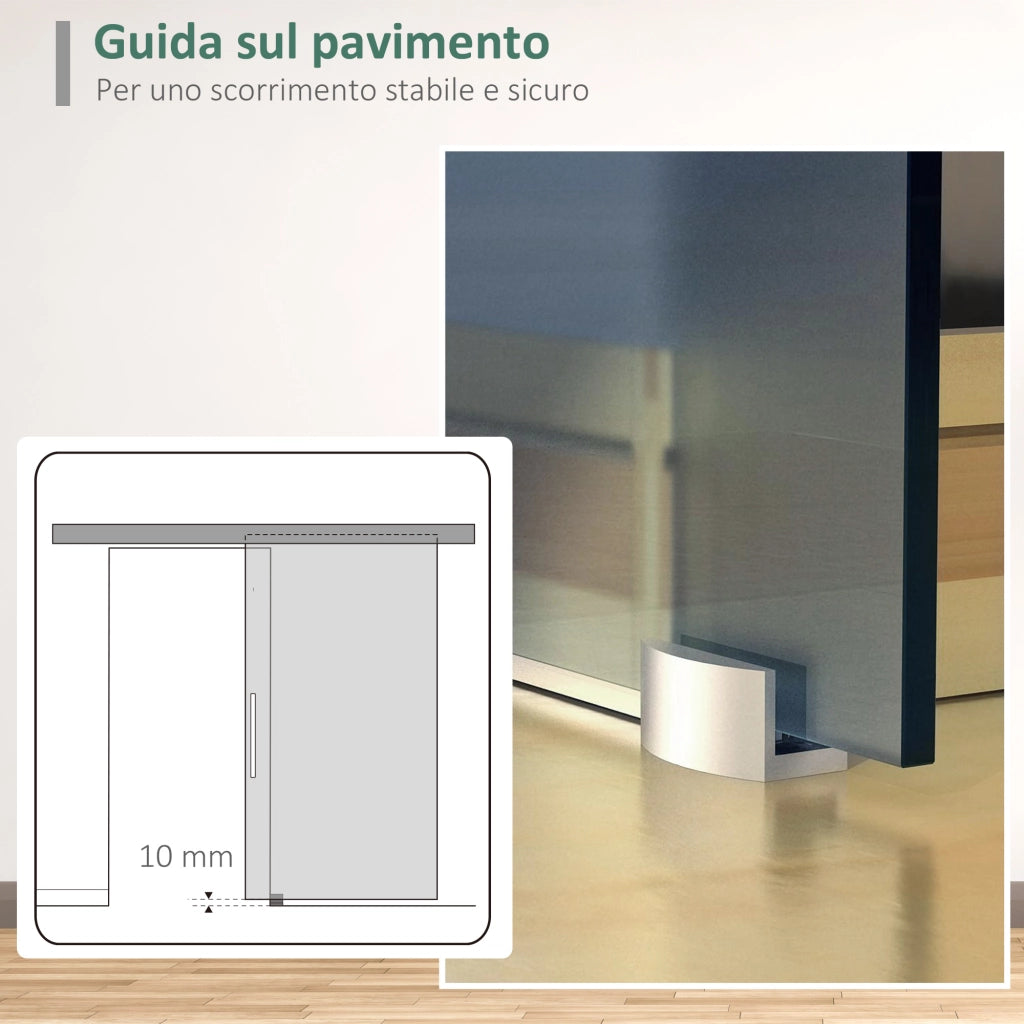 Porta Scorrevole Vetro Satinato ¨C Xylo ¨C 205x102.5cm con Binario e Maniglia per Bagno Cucina